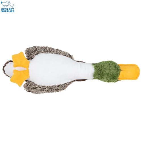 Best Pet Supplies Interactive Squeaky Dog Chew Toy, Ideal Dog Toys for Chewers, Small, Medium & Large Dogs, and Fetch Lovers - Crinkle Duck (Blue), Large