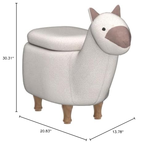 Home 2 Office Cow Ottoman for Kids' Bedroom, Playroom, Nursery, and Living Room, Animal Ottoman with Storage, Footstool for Kids, Black/White