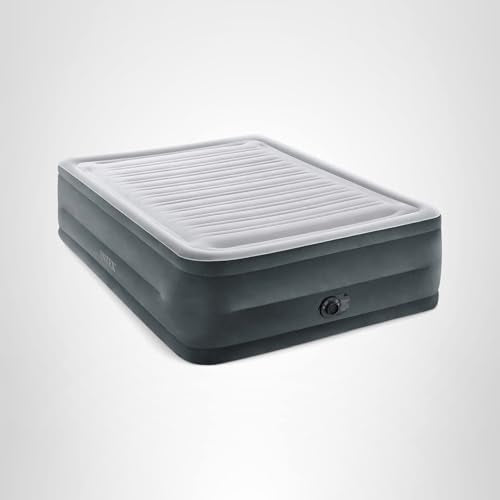 Intex 67765ED Dura-Beam Deluxe Comfort-Plush Mid-Rise Air Mattress : Fiber-Tech – Twin Size – Built-in Electric Pump – 13in Bed Height – 300lb Weight Capacity