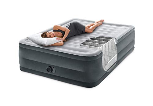 Intex 67765ED Dura-Beam Deluxe Comfort-Plush Mid-Rise Air Mattress : Fiber-Tech – Twin Size – Built-in Electric Pump – 13in Bed Height – 300lb Weight Capacity