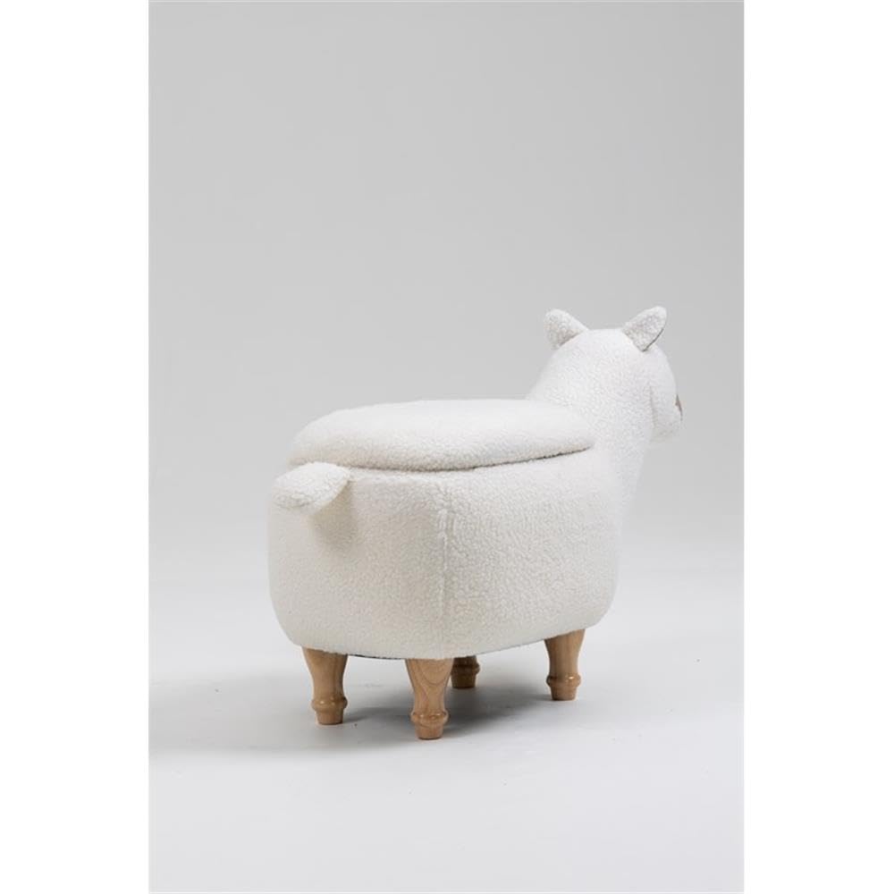 Home 2 Office Cow Ottoman for Kids' Bedroom, Playroom, Nursery, and Living Room, Animal Ottoman with Storage, Footstool for Kids, Black/White