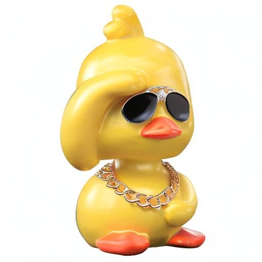 wonuu Cute Yellow Duck Car Ornaments Cool Duck Car Dashboard Decorations Shaking Head Doll