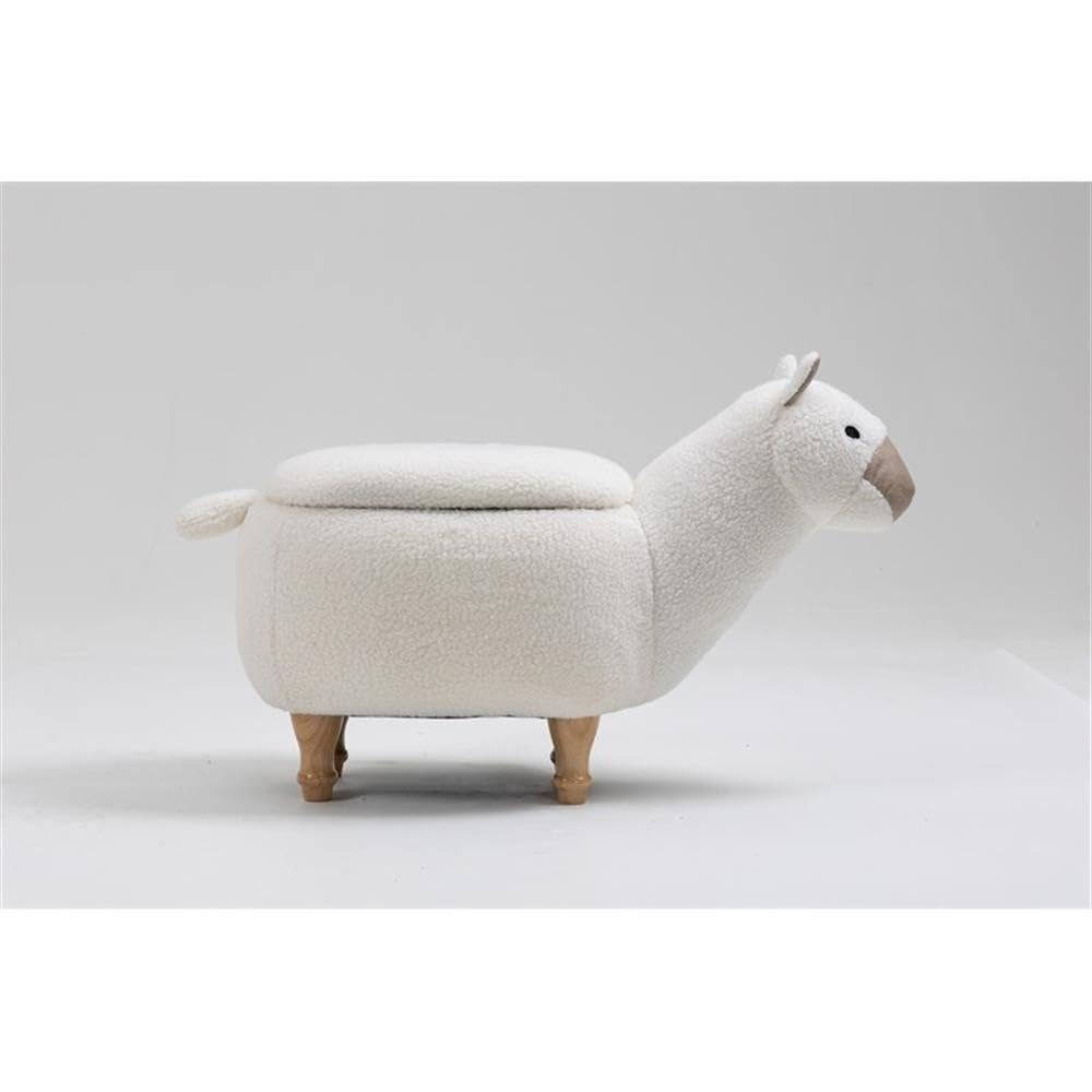 Home 2 Office Cow Ottoman for Kids' Bedroom, Playroom, Nursery, and Living Room, Animal Ottoman with Storage, Footstool for Kids, Black/White