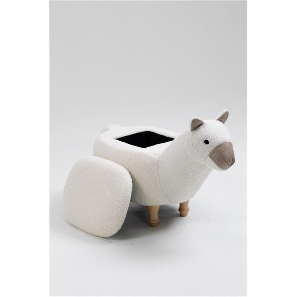 Home 2 Office Cow Ottoman for Kids' Bedroom, Playroom, Nursery, and Living Room, Animal Ottoman with Storage, Footstool for Kids, Black/White