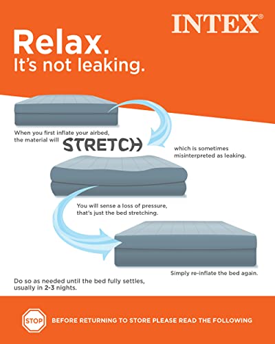Intex 67765ED Dura-Beam Deluxe Comfort-Plush Mid-Rise Air Mattress : Fiber-Tech – Twin Size – Built-in Electric Pump – 13in Bed Height – 300lb Weight Capacity