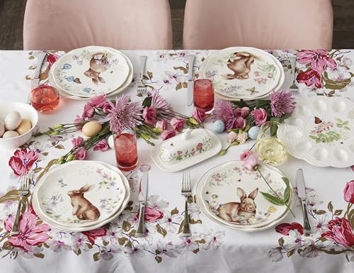 Lenox Dinnerware Set, Butterfly Meadow Bunny 16-Piece Set, Service For 4, Dishwasher Safe, Microwave Safe, Made Of Porcelain, Bowls And Mugs, Plates And Bowls, Easter Dish (Assorted, 16 Pieces)