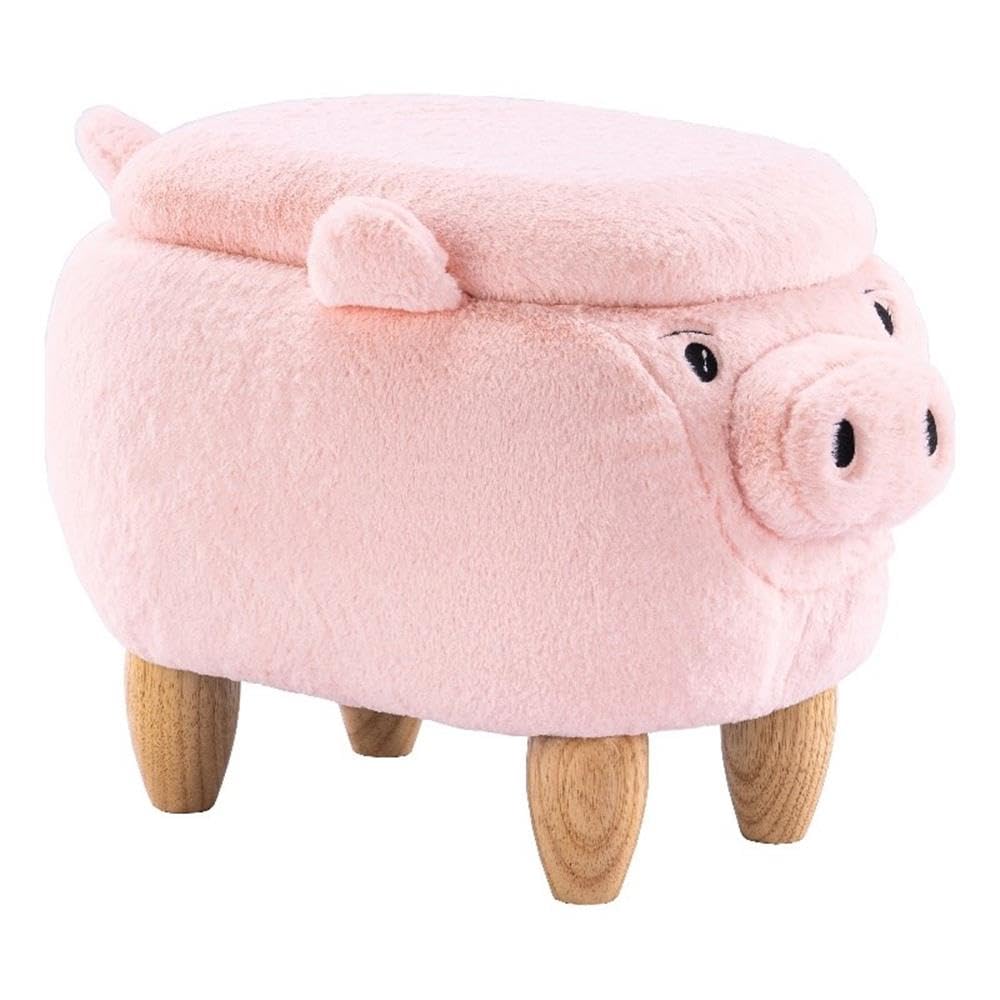 Home 2 Office Cow Ottoman for Kids' Bedroom, Playroom, Nursery, and Living Room, Animal Ottoman with Storage, Footstool for Kids, Black/White