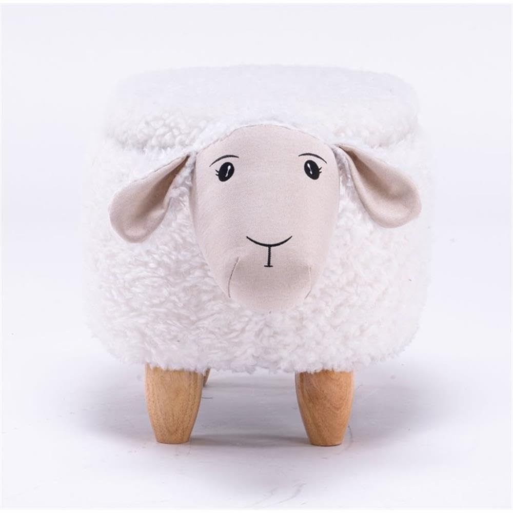 Home 2 Office Cow Ottoman for Kids' Bedroom, Playroom, Nursery, and Living Room, Animal Ottoman with Storage, Footstool for Kids, Black/White
