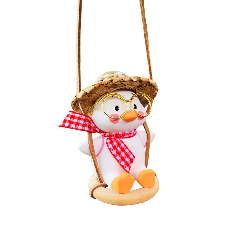 Funny Swinging Duck Car Mirror Hanging Ornament - Cool Automotive Rearview Mirror Accessories for Men Women Teens, Cute Truck Car Gifts Pendant Charm Decor (Cool A)
