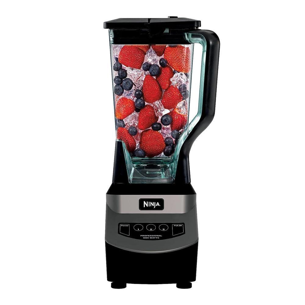 Ninja Professional Blender, Smoothie Blender, Drink Mixer, Grinder, Ice Crusher, Frozen Fruit Blending | Professional 1000 W Power, Total Crushing ™ Technology, XL 72-oz. Pitcher Black, Grey, BL610