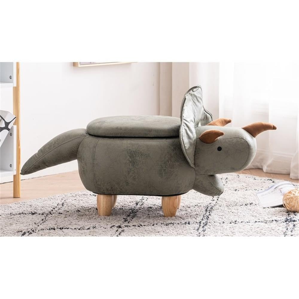 Home 2 Office Cow Ottoman for Kids' Bedroom, Playroom, Nursery, and Living Room, Animal Ottoman with Storage, Footstool for Kids, Black/White