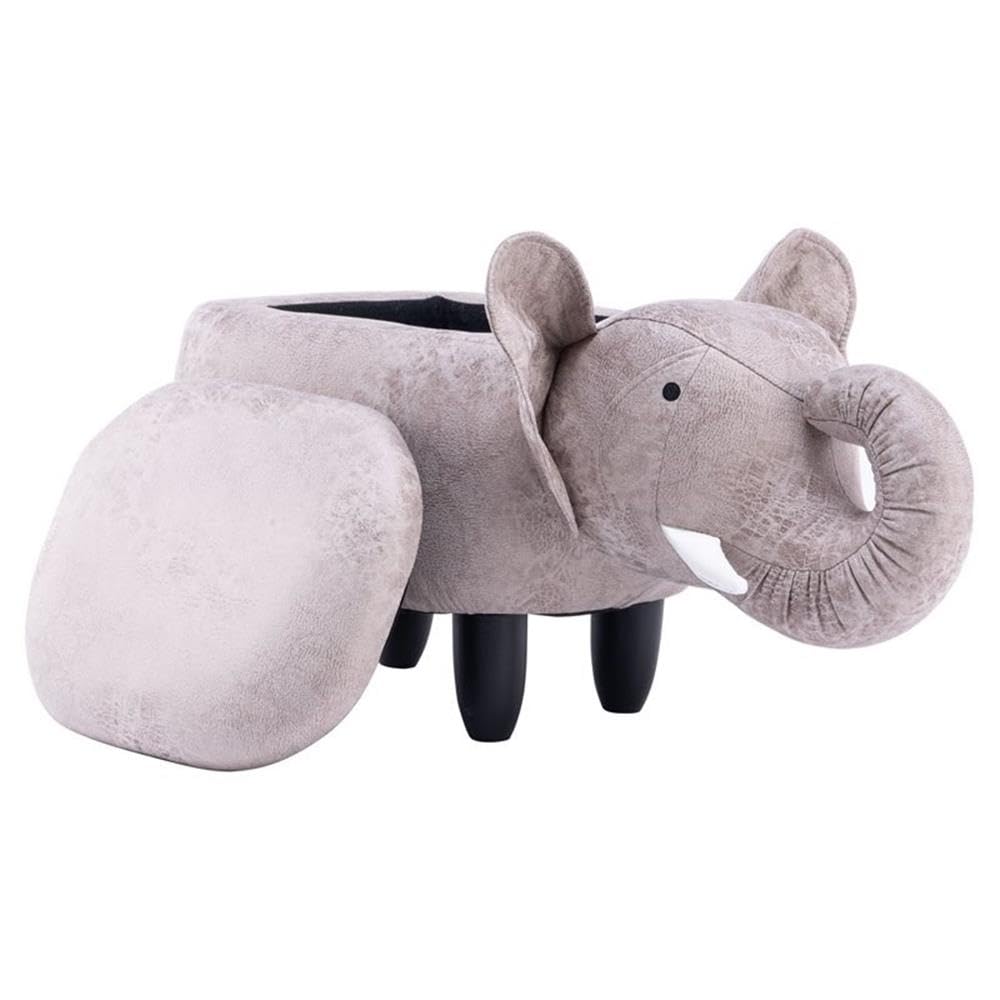 Home 2 Office Cow Ottoman for Kids' Bedroom, Playroom, Nursery, and Living Room, Animal Ottoman with Storage, Footstool for Kids, Black/White