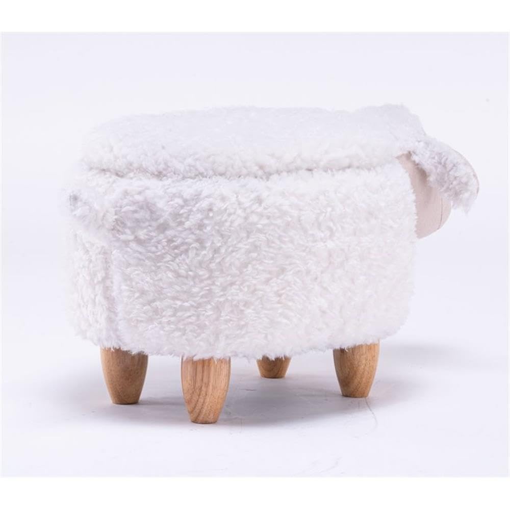 Home 2 Office Cow Ottoman for Kids' Bedroom, Playroom, Nursery, and Living Room, Animal Ottoman with Storage, Footstool for Kids, Black/White