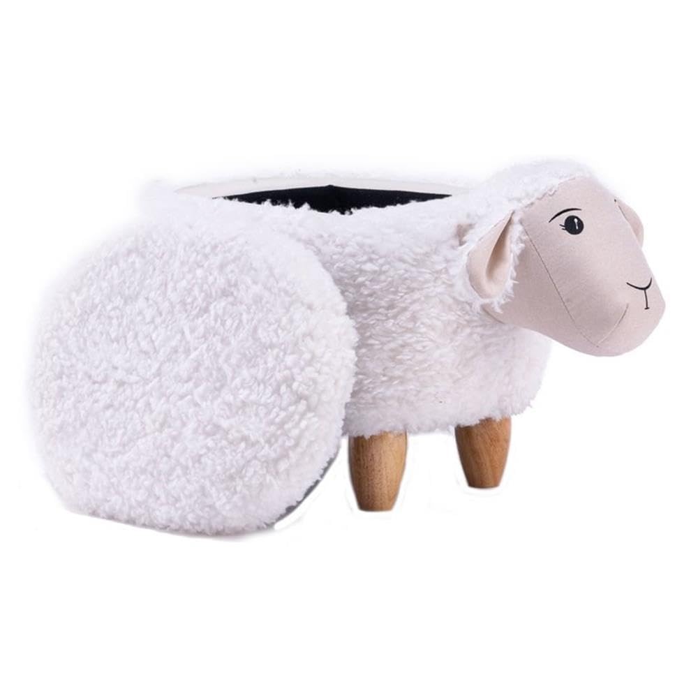 Home 2 Office Cow Ottoman for Kids' Bedroom, Playroom, Nursery, and Living Room, Animal Ottoman with Storage, Footstool for Kids, Black/White