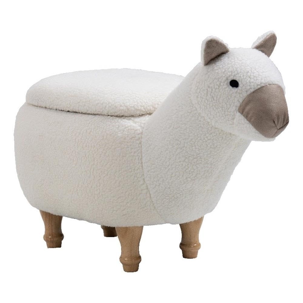 Home 2 Office Cow Ottoman for Kids' Bedroom, Playroom, Nursery, and Living Room, Animal Ottoman with Storage, Footstool for Kids, Black/White