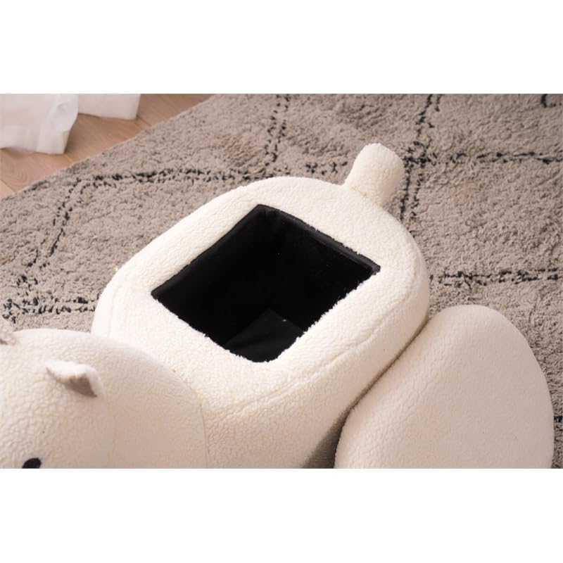 Home 2 Office Cow Ottoman for Kids' Bedroom, Playroom, Nursery, and Living Room, Animal Ottoman with Storage, Footstool for Kids, Black/White