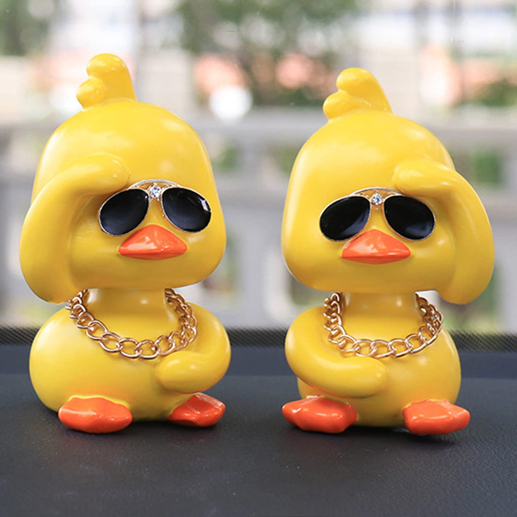 wonuu Cute Yellow Duck Car Ornaments Cool Duck Car Dashboard Decorations Shaking Head Doll