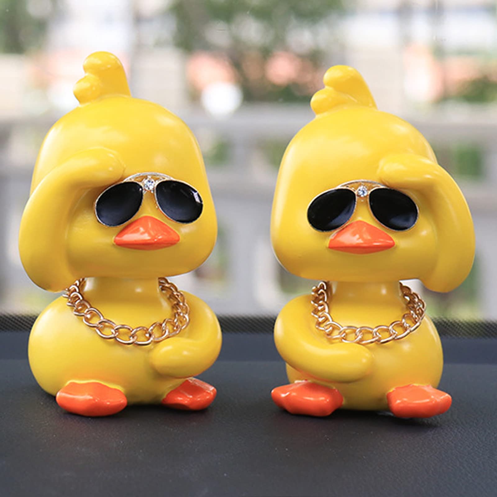 wonuu Cute Yellow Duck Car Ornaments Cool Duck Car Dashboard Decorations Shaking Head Doll