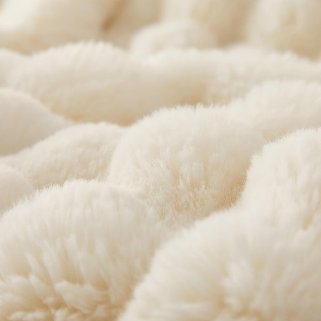 COOVA Faux Fur Throw Blanket for Couch, Cozy Soft and Fuzzy Plush Rabbit Fur Bubble Blanket for Sofa Bedroom Living Room, 50x60 Inches Tie Dye Brown