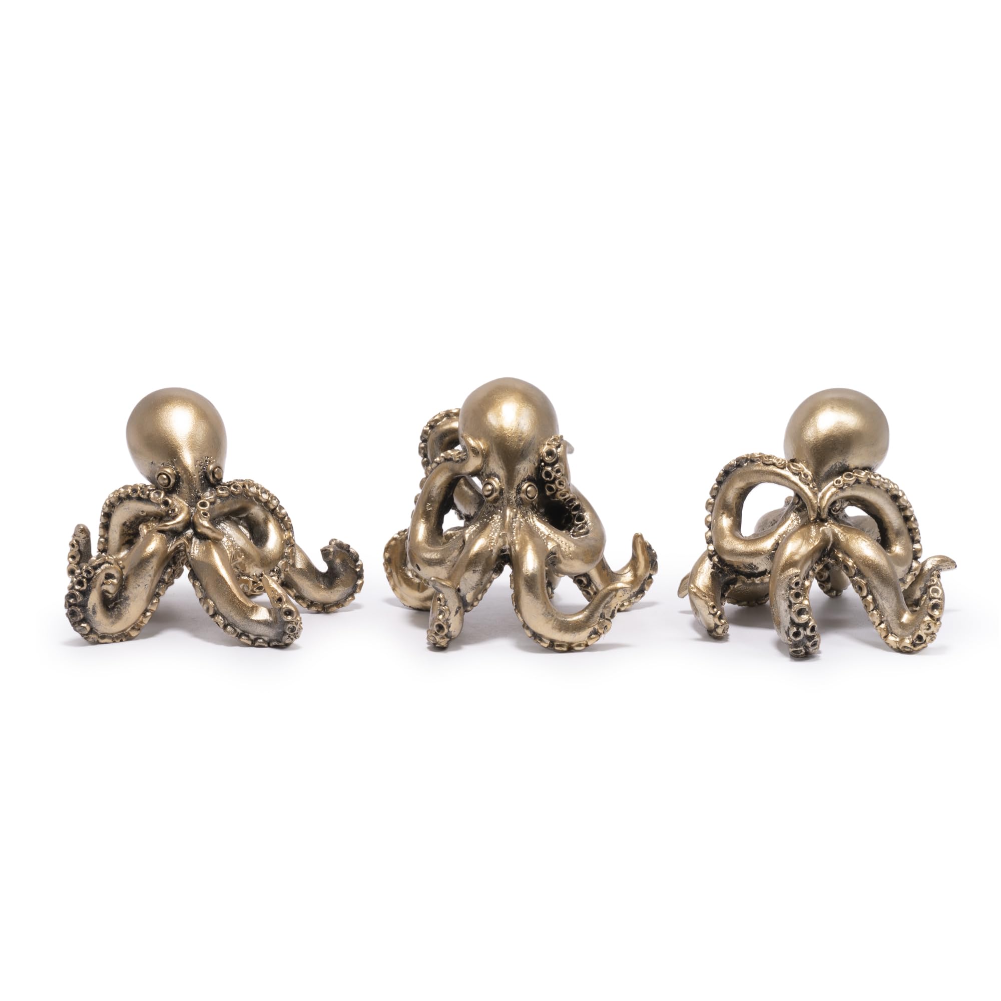 Hodao Octopus Figurines, See No Evil Hear No Evil Speak No Evil Octopus Statues, Cute Resin Octopus Decor for Home Office Desk Shelf, Unique Gift for Animal Lovers & Zen Decor Enthusiasts (Blue)