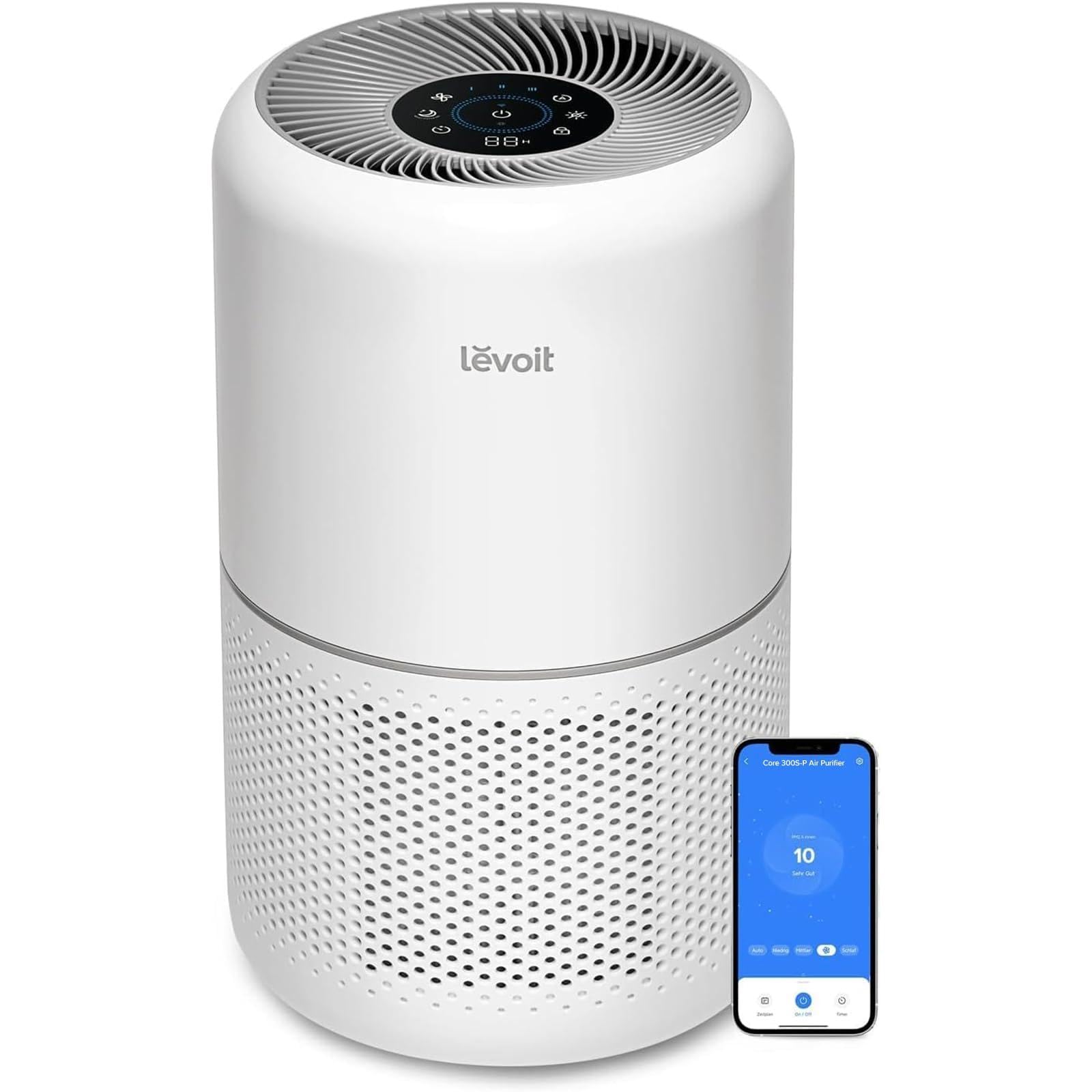 LEVOIT Air Purifier for Home Allergens Pet Hair in Bedroom, Covers Up to 1073 ft² by 56W High Torque Motor, AHAM VERIFIDE, 3-in-1 Filter with HEPA Sleep Mode, Remove Dust Smoke Odor, Core300-P, Black