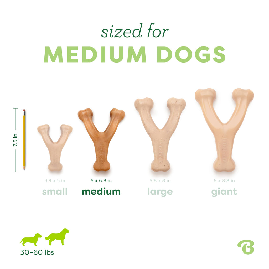 Benebone Wishbone Durable Dog Chew Toy for Aggressive Chewers, Real Bacon, Made in USA, Medium