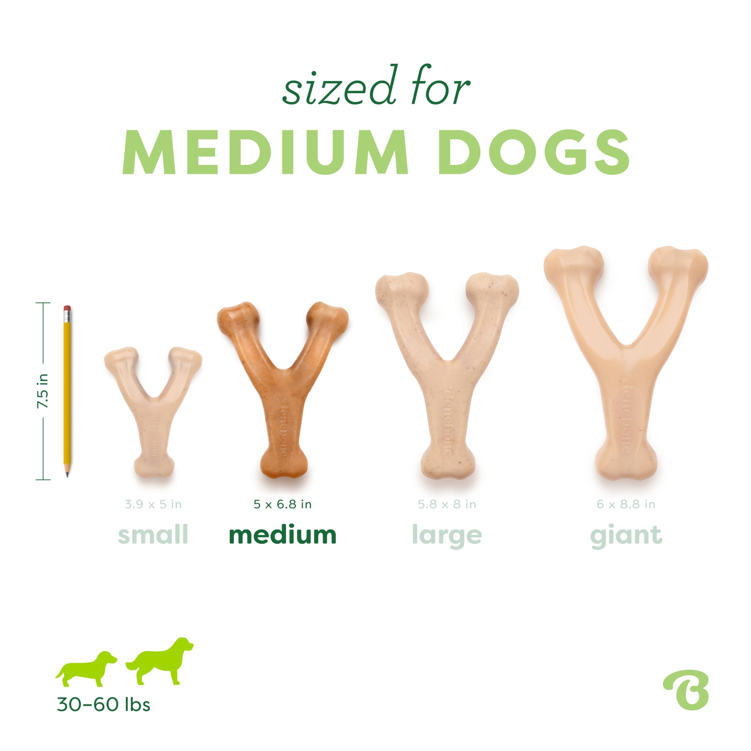 Benebone Wishbone Durable Dog Chew Toy for Aggressive Chewers, Real Bacon, Made in USA, Medium