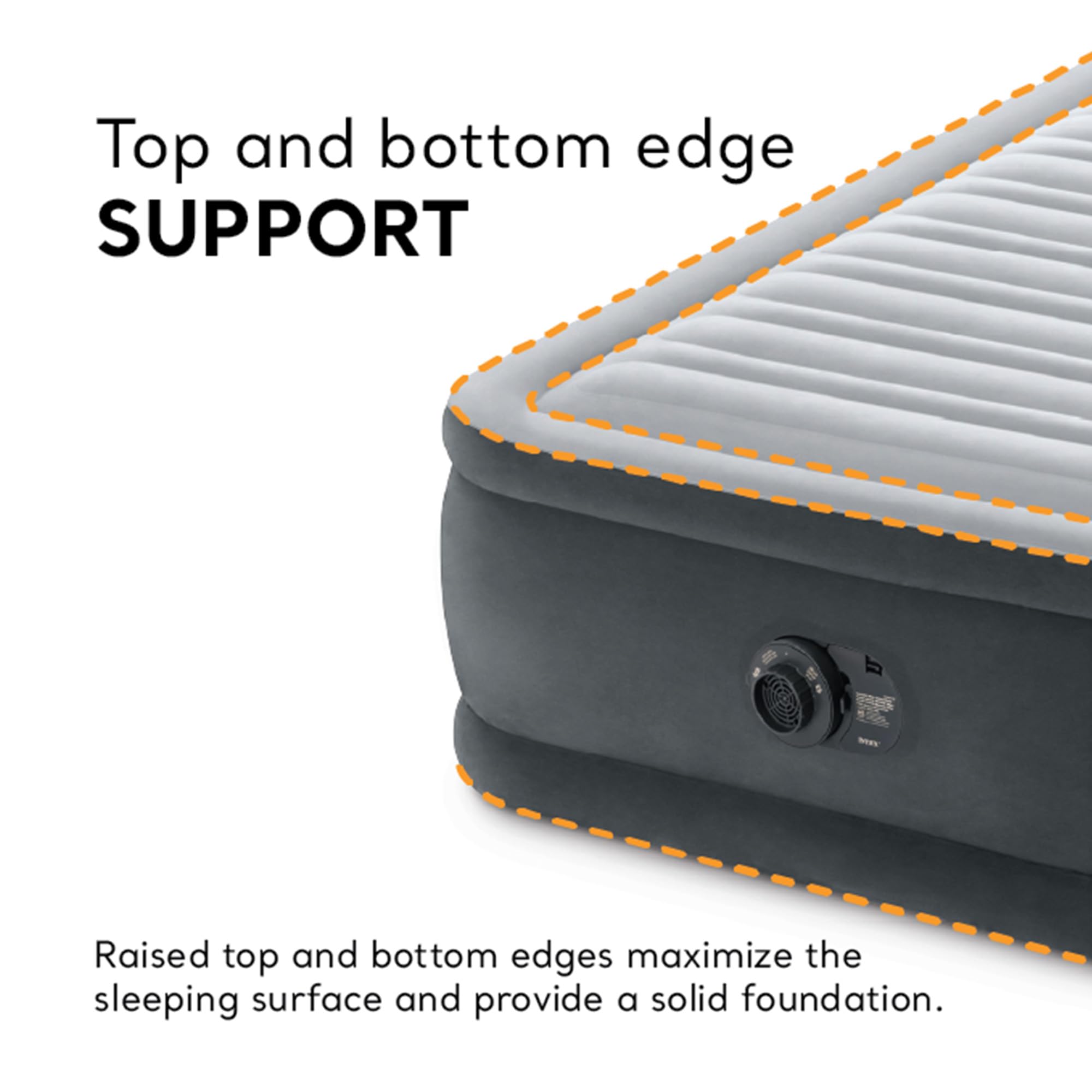 Intex 67765ED Dura-Beam Deluxe Comfort-Plush Mid-Rise Air Mattress : Fiber-Tech – Twin Size – Built-in Electric Pump – 13in Bed Height – 300lb Weight Capacity
