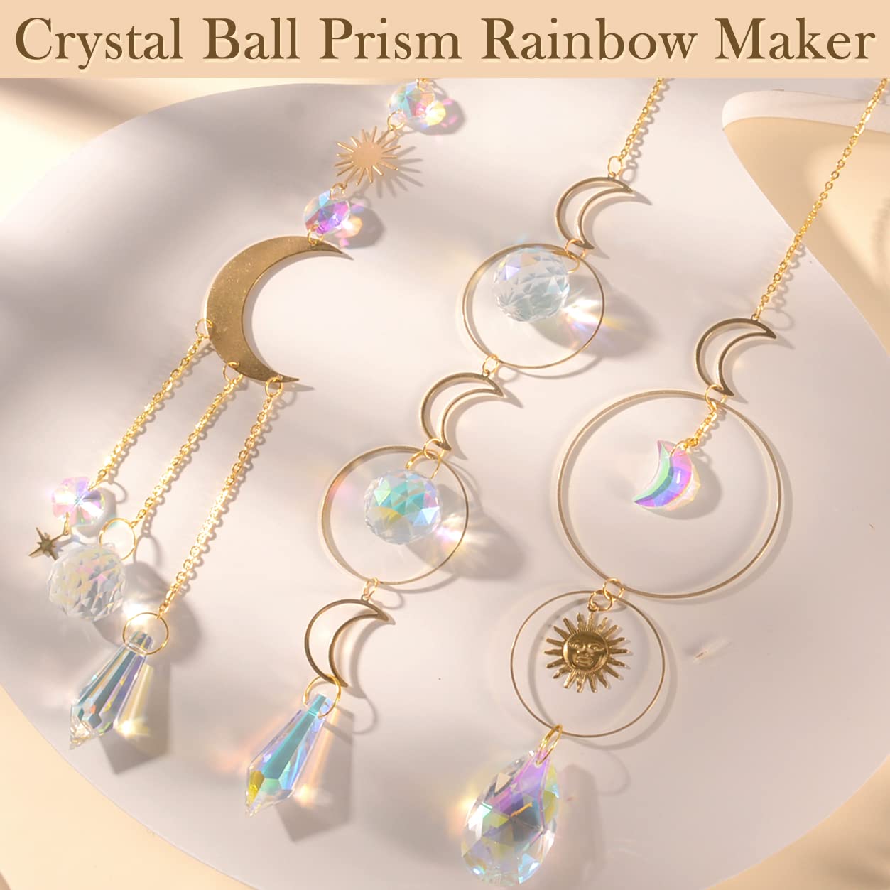 6Pieces Colorful Crystals Suncatcher Hanging Sun Catcher with Chain Pendant Ornament Crystal Balls for Window Home Garden Christmas Day Party Wedding Decoration