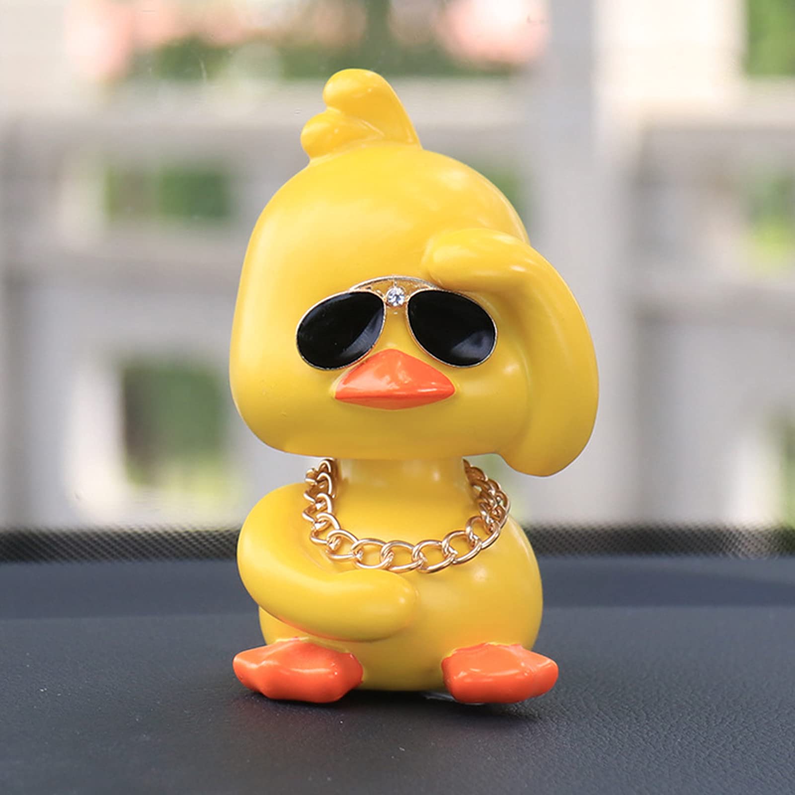 wonuu Cute Yellow Duck Car Ornaments Cool Duck Car Dashboard Decorations Shaking Head Doll