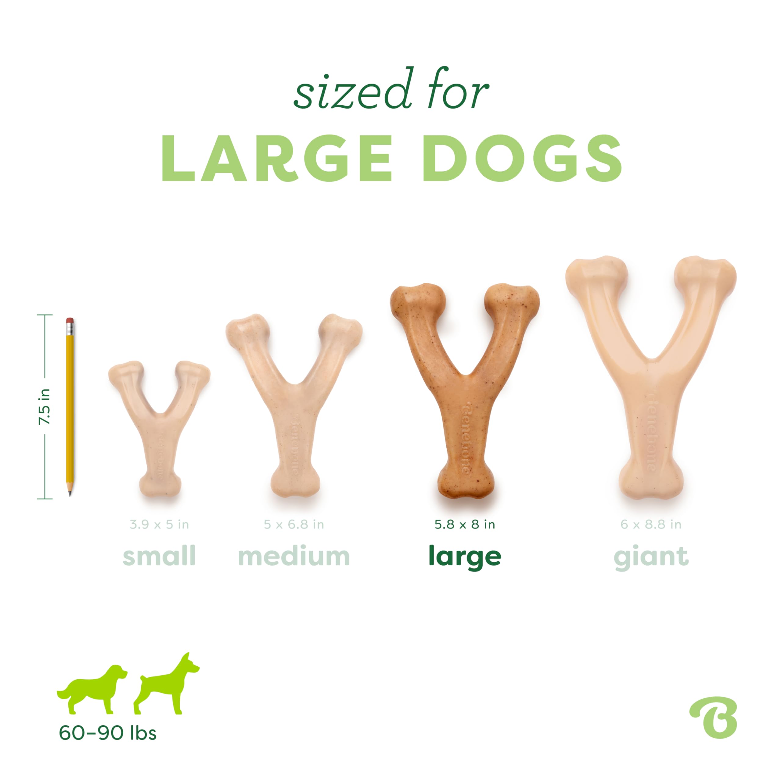Benebone Wishbone Durable Dog Chew Toy for Aggressive Chewers, Real Bacon, Made in USA, Medium