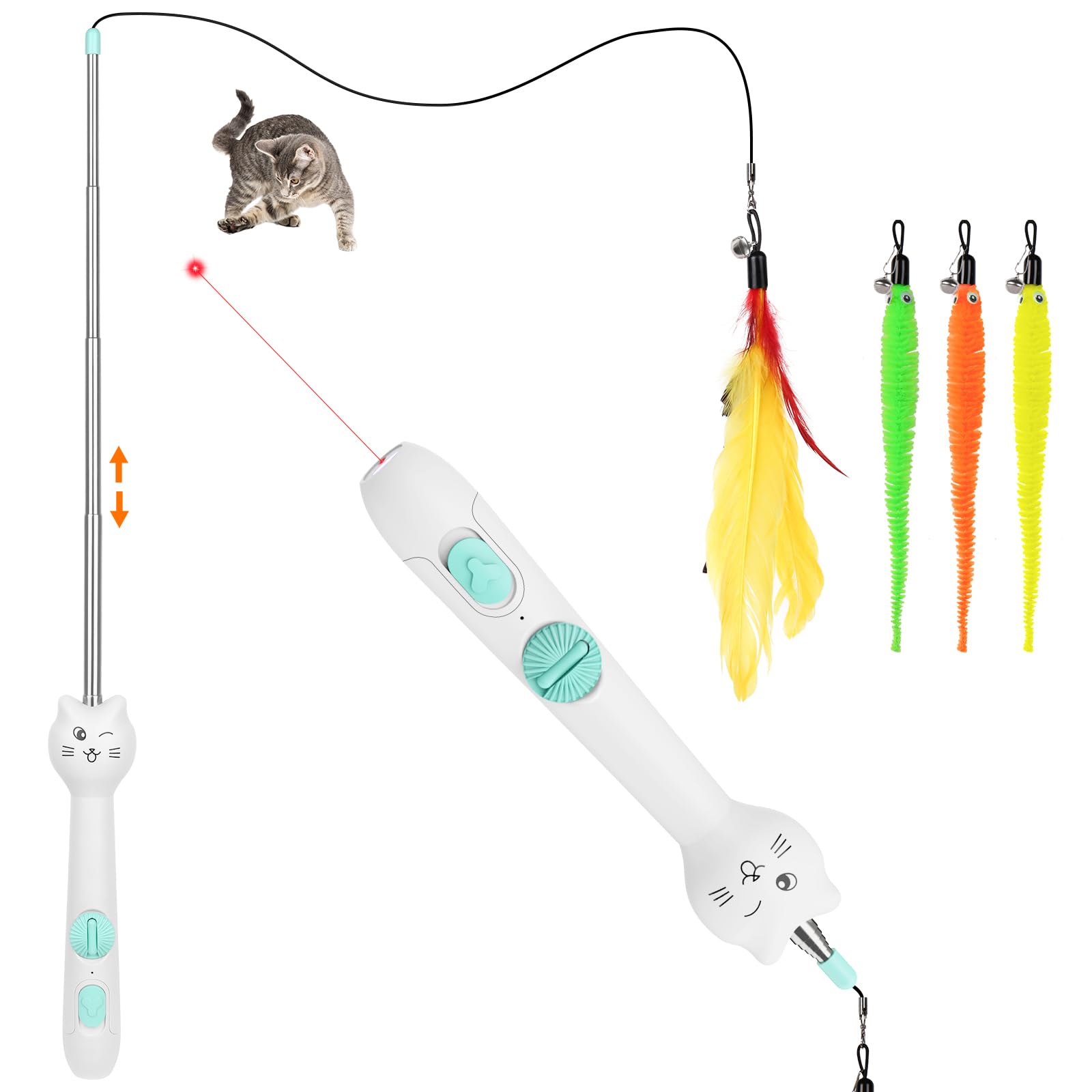 TBTeek Cat Toys, Rechargeable, 3 Light Modes & 5 Fun Patterns, Portable Interactive Kitten Pet Dog Cat Mouse Toy for Fun Chase Play Exercise
