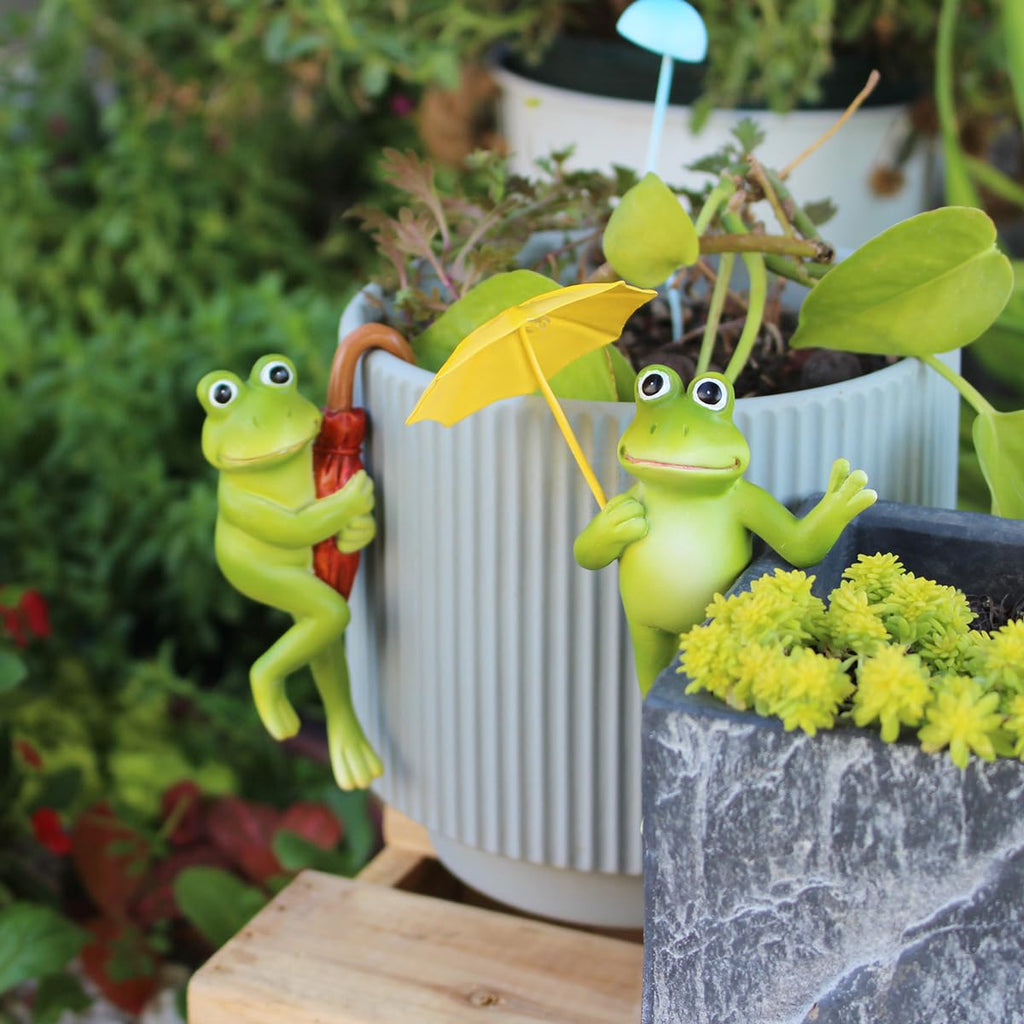 Set of 2 Cute Climbing Elephant Statues Flower Pot Hugger, Resin Hanging Animals Figurine Outdoor Planter Pot Decorations for Home Garden Patio Lawn Yard Ornaments