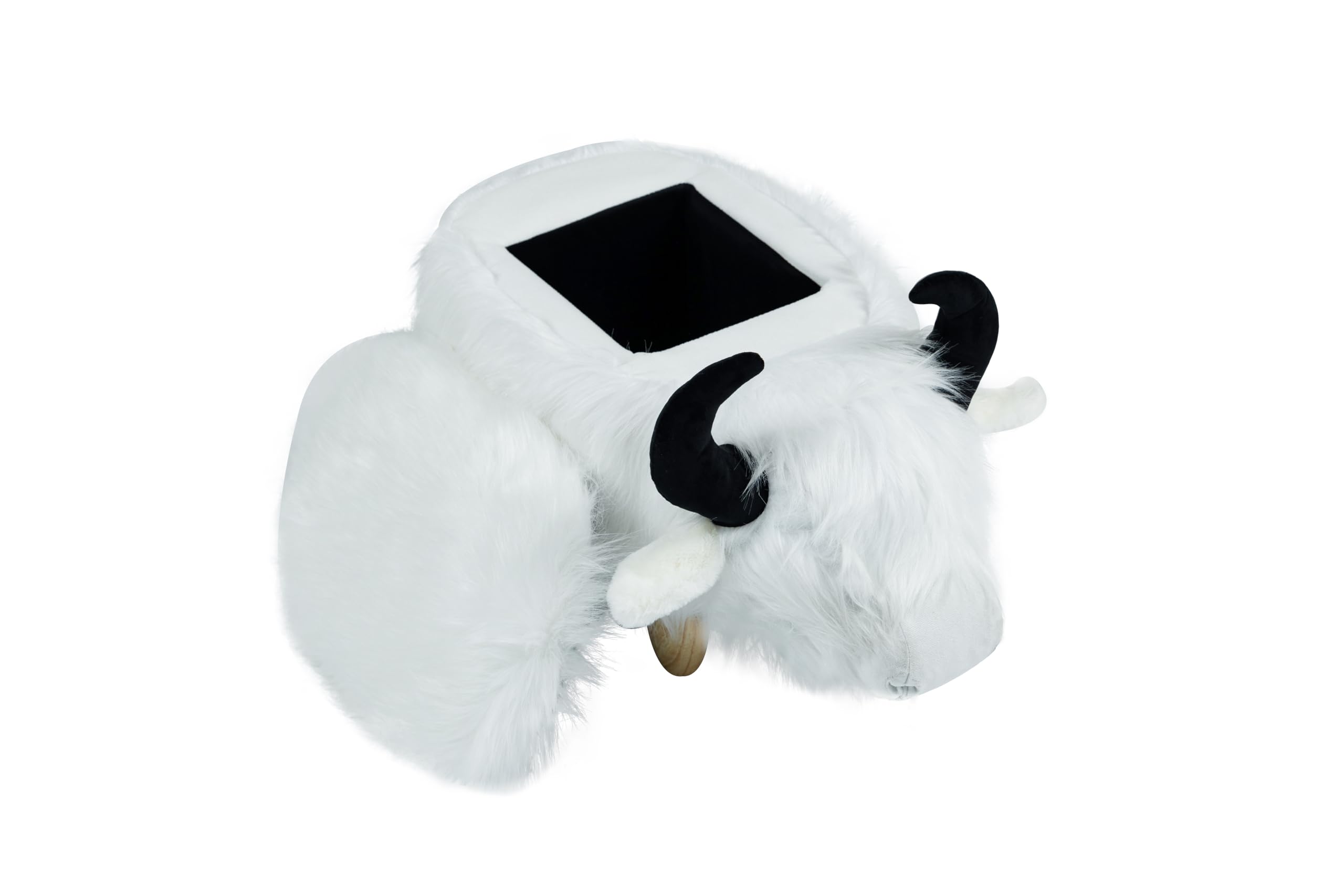 Home 2 Office Cow Ottoman for Kids' Bedroom, Playroom, Nursery, and Living Room, Animal Ottoman with Storage, Footstool for Kids, Black/White