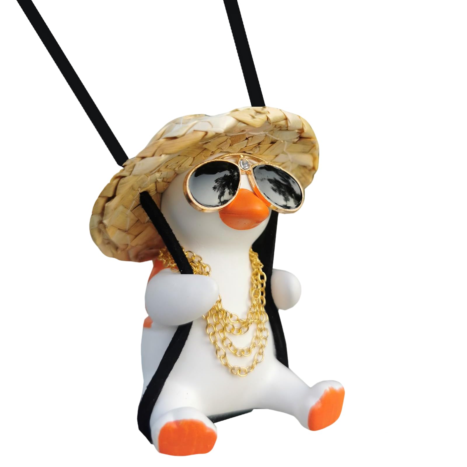 Funny Swinging Duck Car Mirror Hanging Ornament - Cool Automotive Rearview Mirror Accessories for Men Women Teens, Cute Truck Car Gifts Pendant Charm Decor (Cool A)