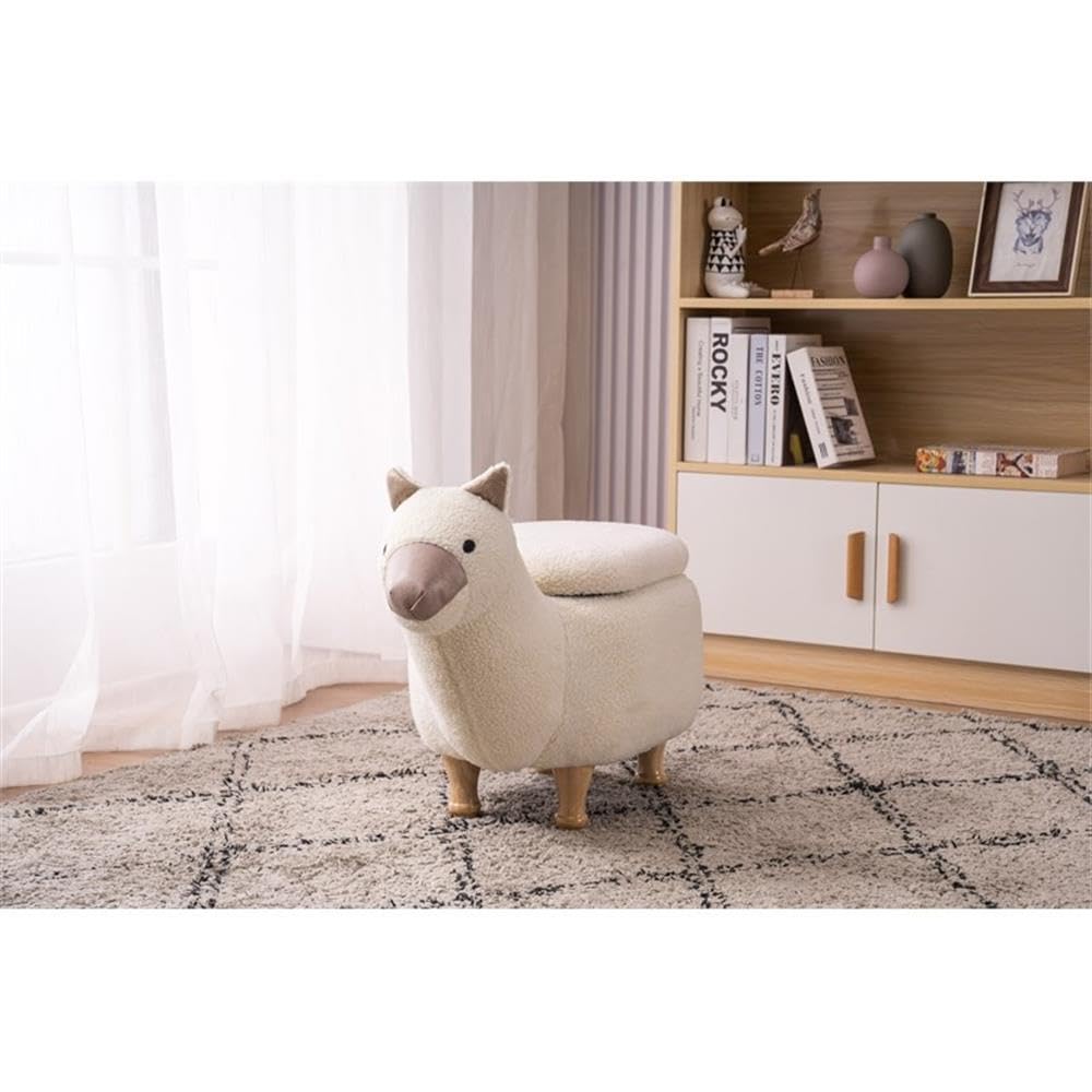 Home 2 Office Cow Ottoman for Kids' Bedroom, Playroom, Nursery, and Living Room, Animal Ottoman with Storage, Footstool for Kids, Black/White