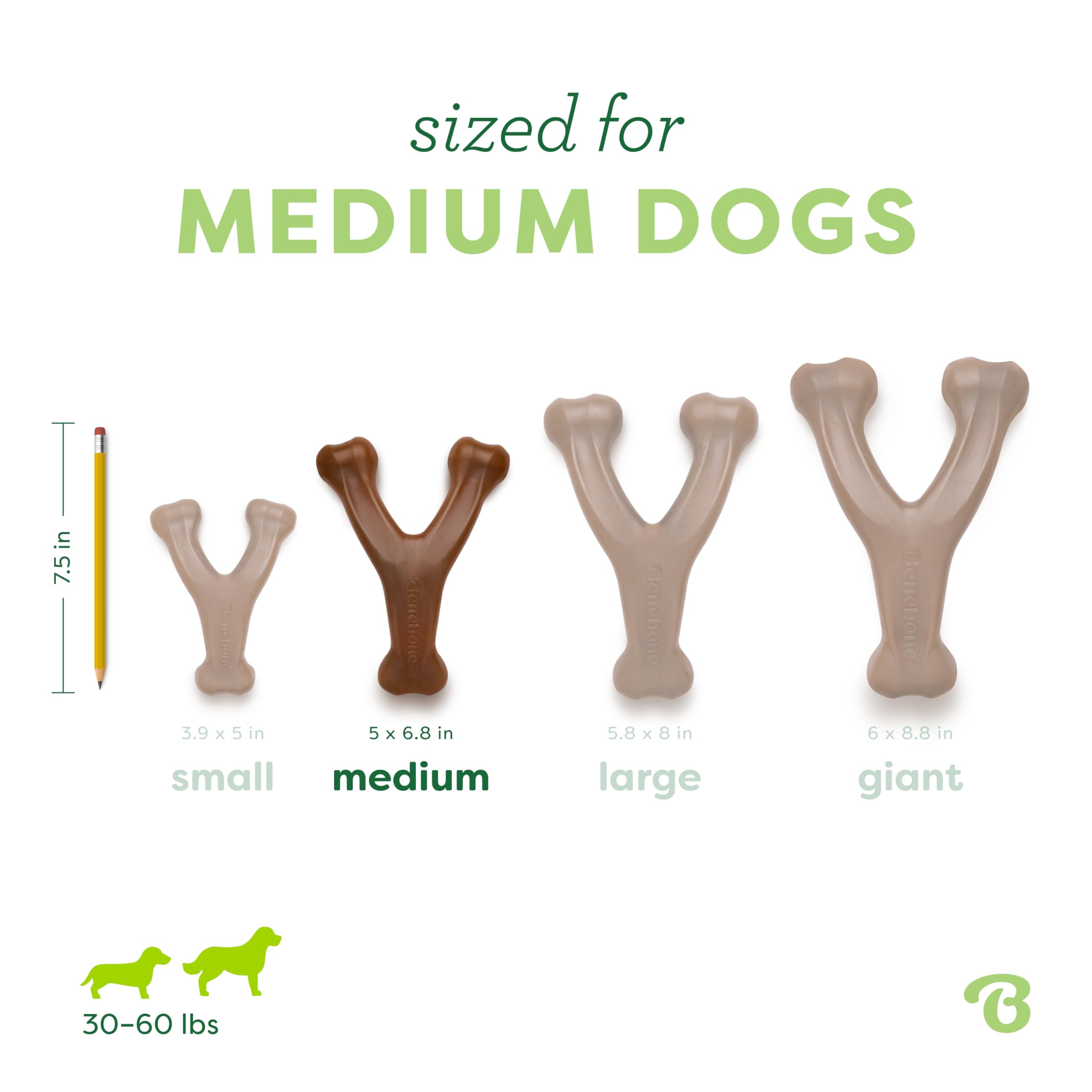 Benebone Wishbone Durable Dog Chew Toy for Aggressive Chewers, Real Bacon, Made in USA, Medium
