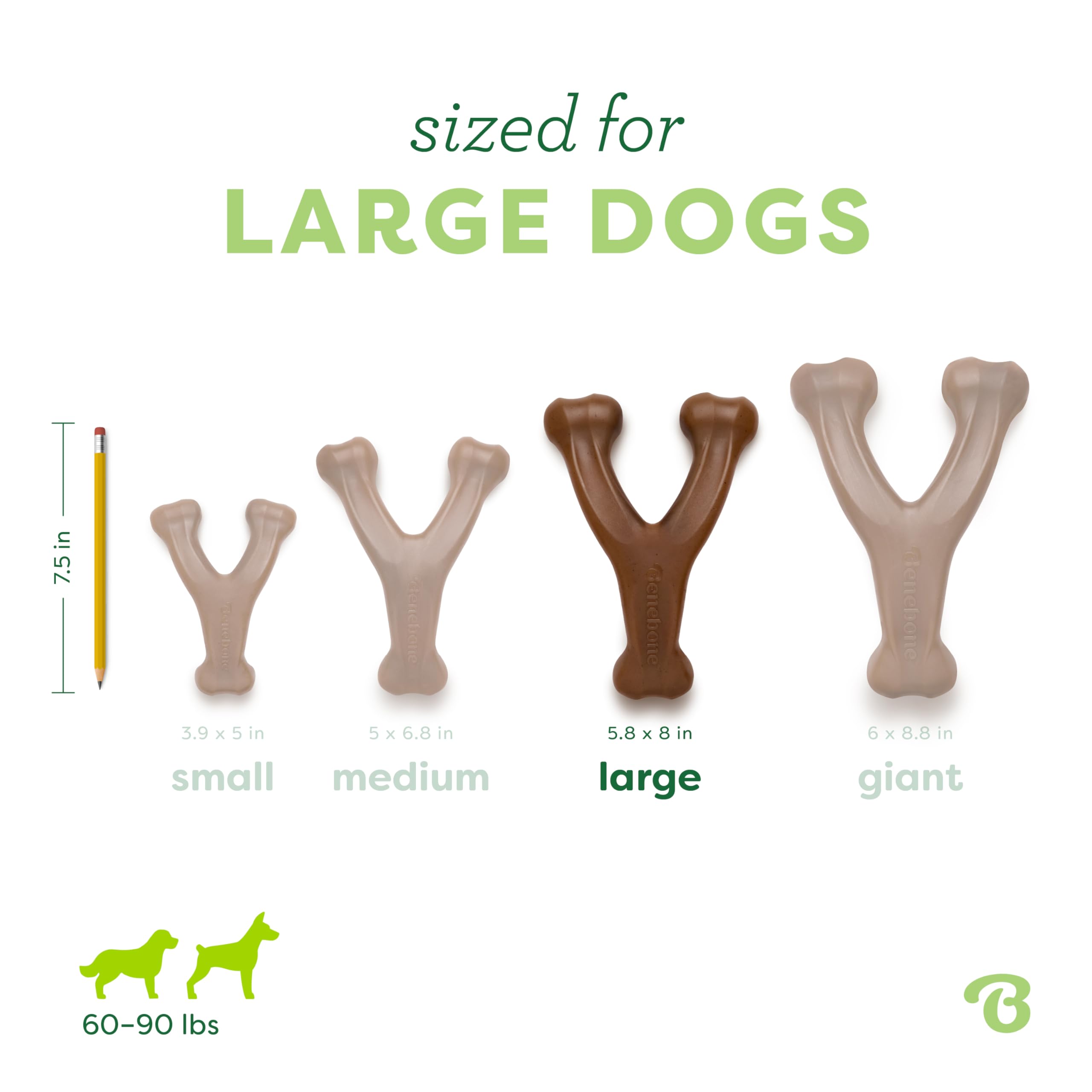 Benebone Wishbone Durable Dog Chew Toy for Aggressive Chewers, Real Bacon, Made in USA, Medium