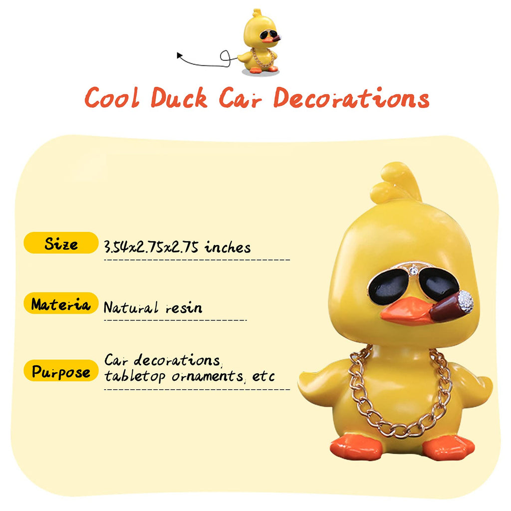 wonuu Cute Yellow Duck Car Ornaments Cool Duck Car Dashboard Decorations Shaking Head Doll