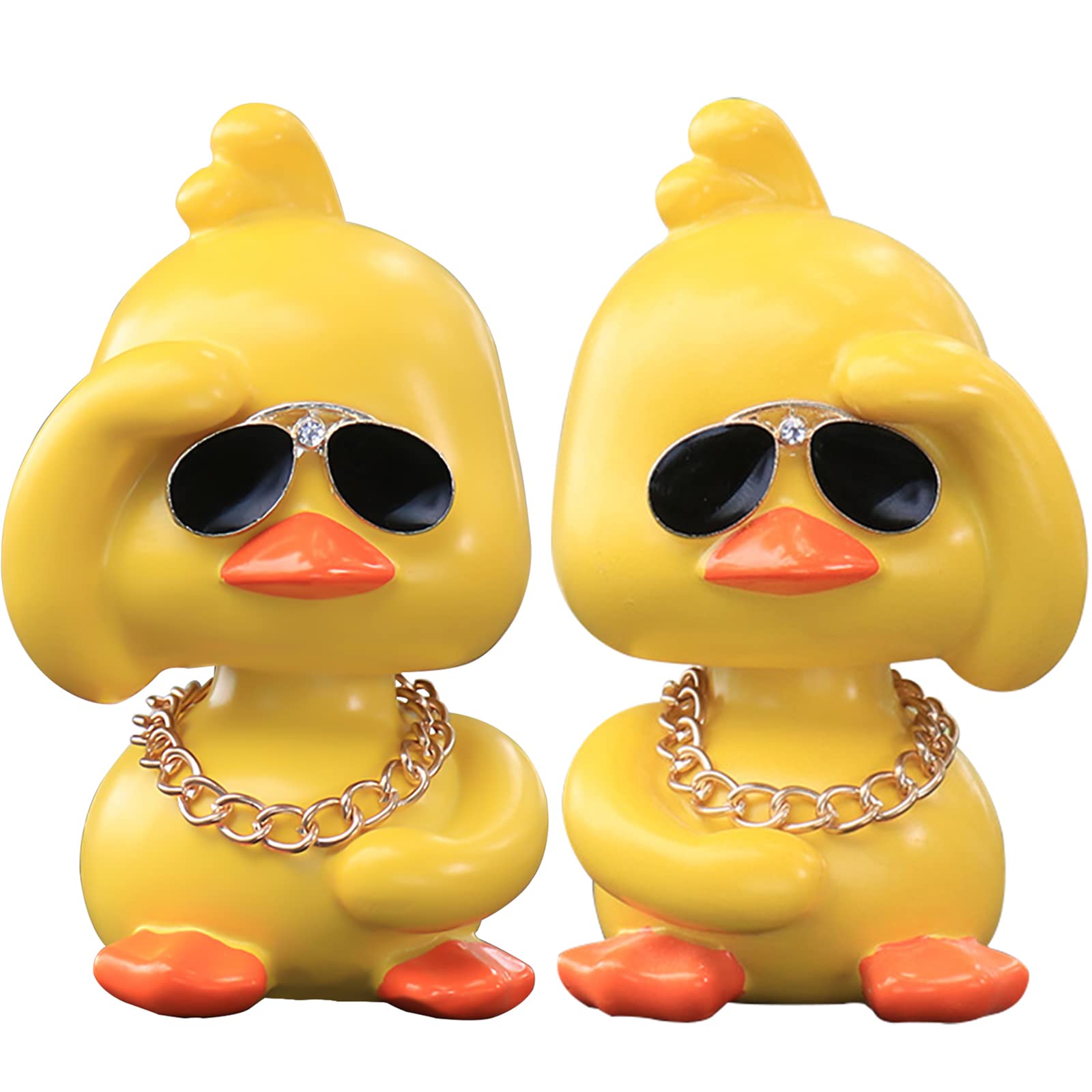 wonuu Cute Yellow Duck Car Ornaments Cool Duck Car Dashboard Decorations Shaking Head Doll