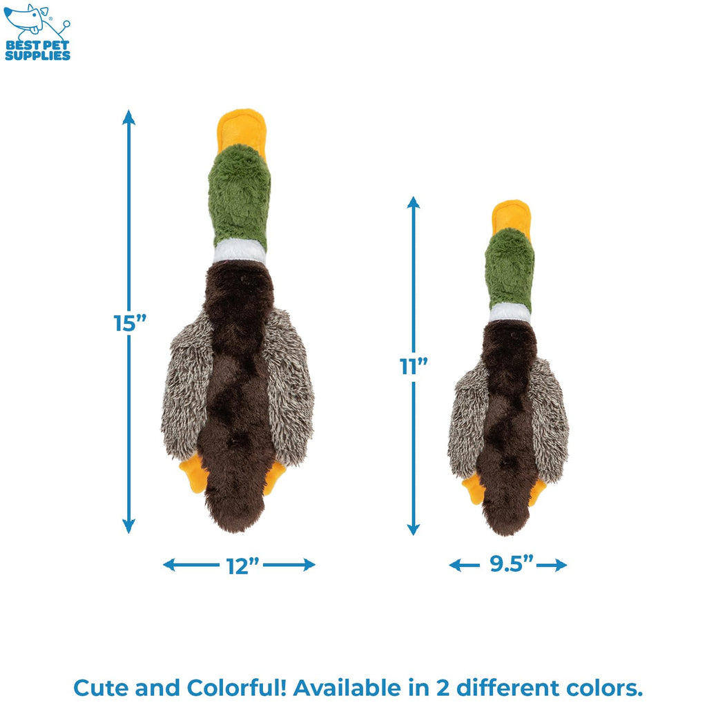 Best Pet Supplies Interactive Squeaky Dog Chew Toy, Ideal Dog Toys for Chewers, Small, Medium & Large Dogs, and Fetch Lovers - Crinkle Duck (Blue), Large