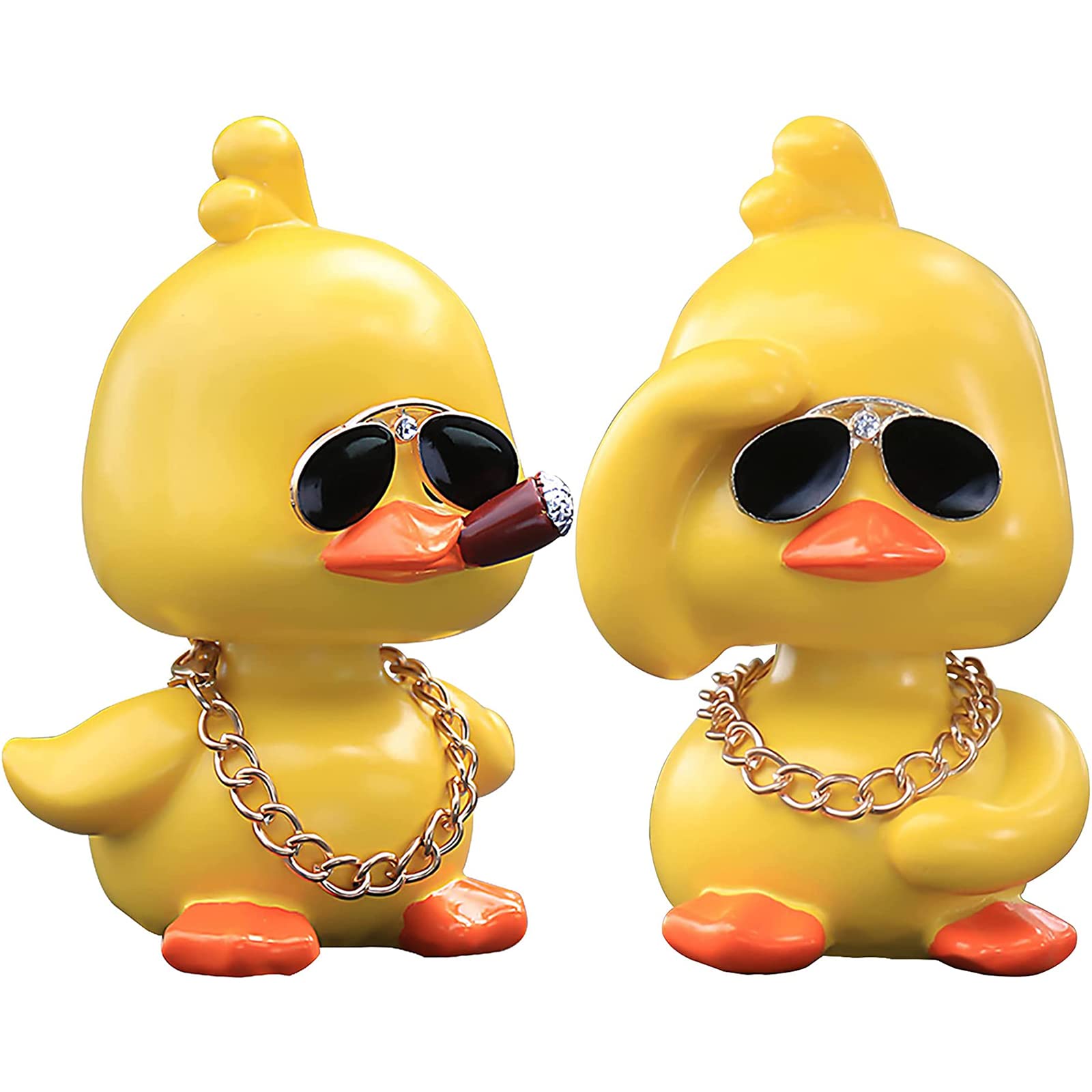 wonuu Cute Yellow Duck Car Ornaments Cool Duck Car Dashboard Decorations Shaking Head Doll