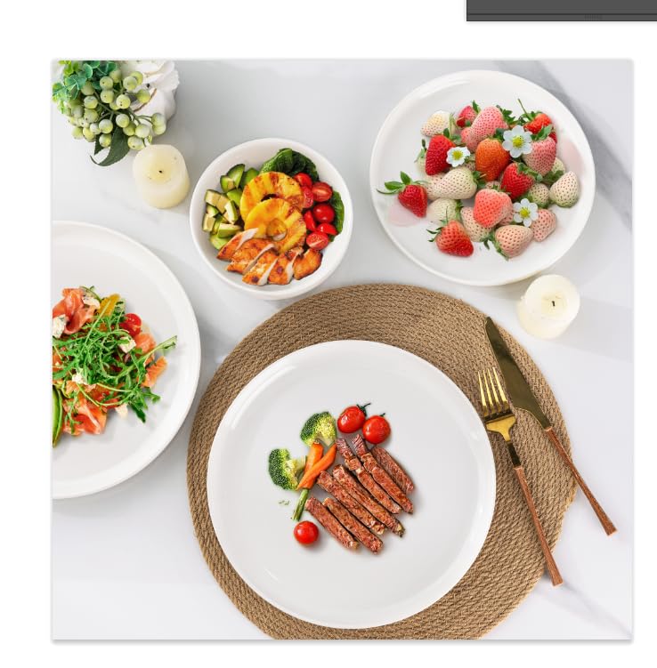 LERATIO Ceramic Dinnerware Sets for 8,Plates and Bowls Sets,Reactive Glaze Dishes Set,Highly Chip and Crack Resistant | Dishwasher & Microwave & Oven Safe Dishes set,Service for 8-Kahki (24pc)
