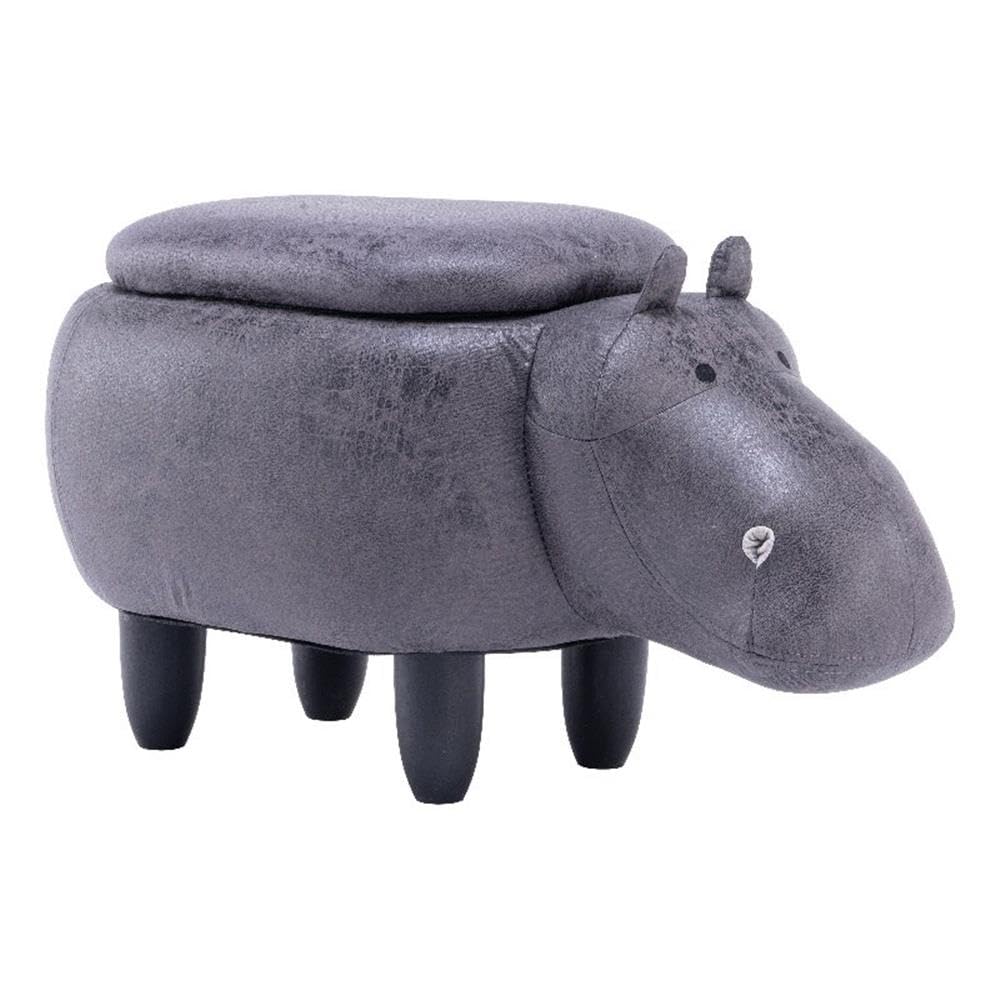 Home 2 Office Cow Ottoman for Kids' Bedroom, Playroom, Nursery, and Living Room, Animal Ottoman with Storage, Footstool for Kids, Black/White