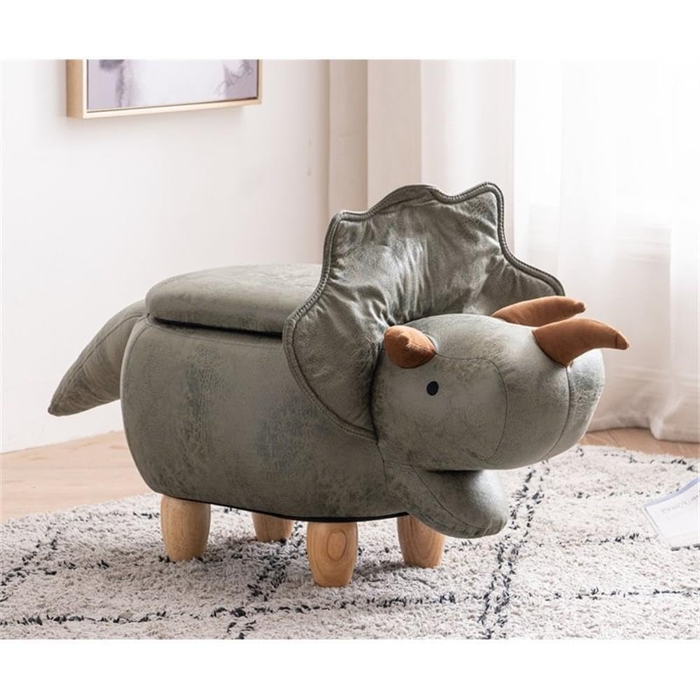 Home 2 Office Cow Ottoman for Kids' Bedroom, Playroom, Nursery, and Living Room, Animal Ottoman with Storage, Footstool for Kids, Black/White
