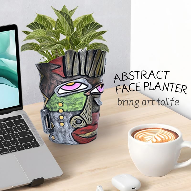 Midogaigai Abstract Face Planters Pots Head,Unique Head Planter for Indoor Plants,Funny Face Flower Pot,Colorful Plant Pots for Outdoor Garden Decor and Home Art Decoration(Classic)