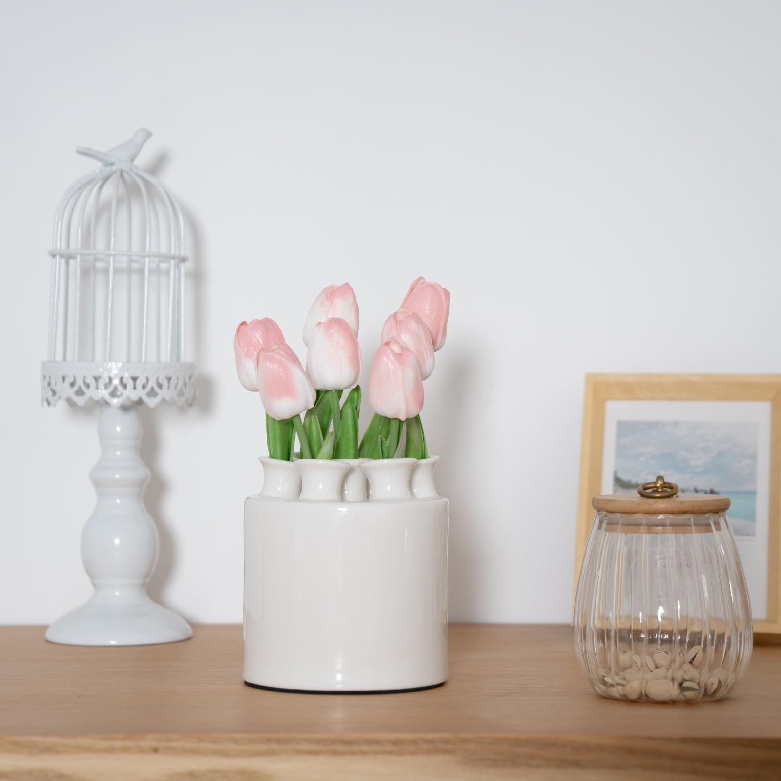 Handcrafted Ceramic White Flower Duck Vase