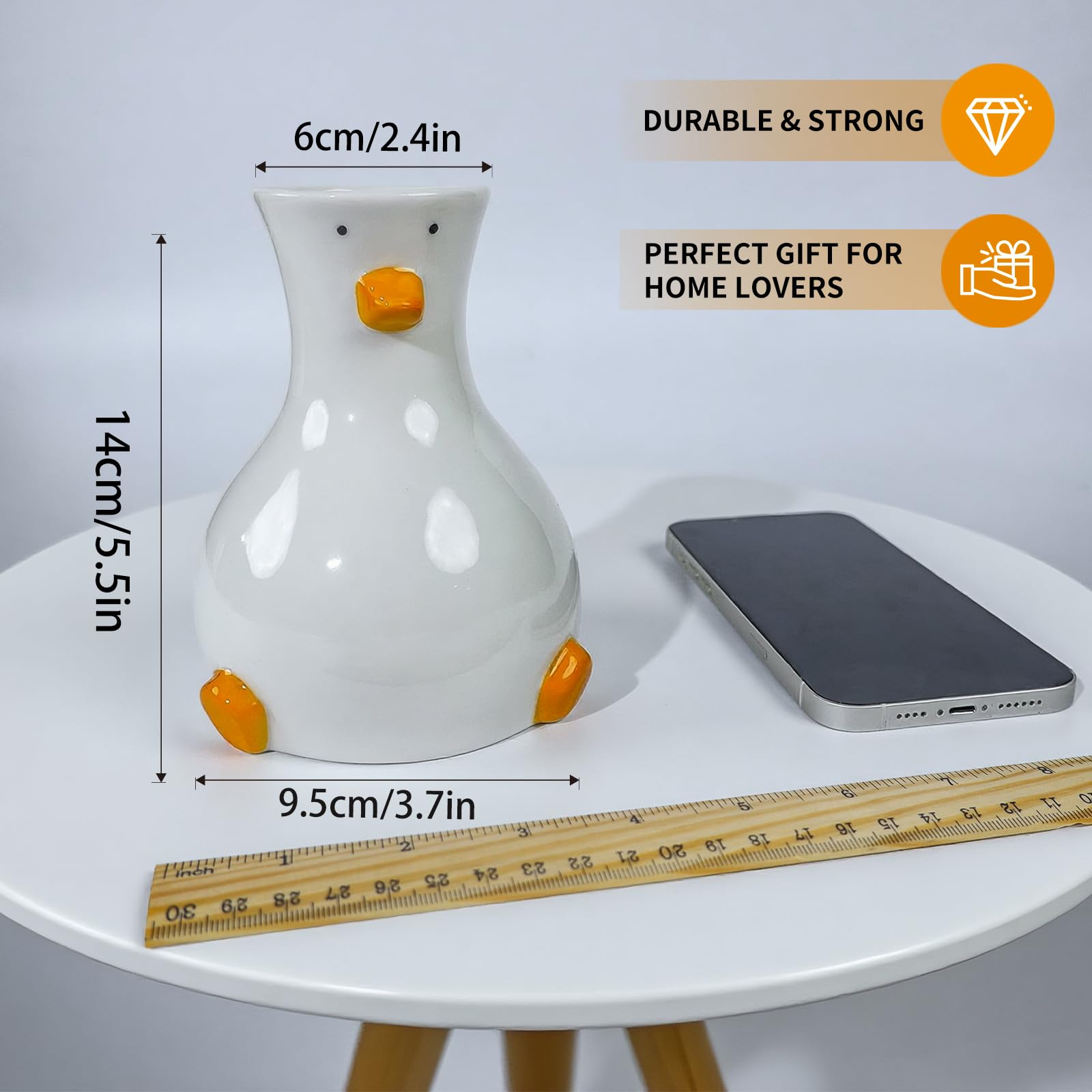 Handcrafted Ceramic White Flower Duck Vase