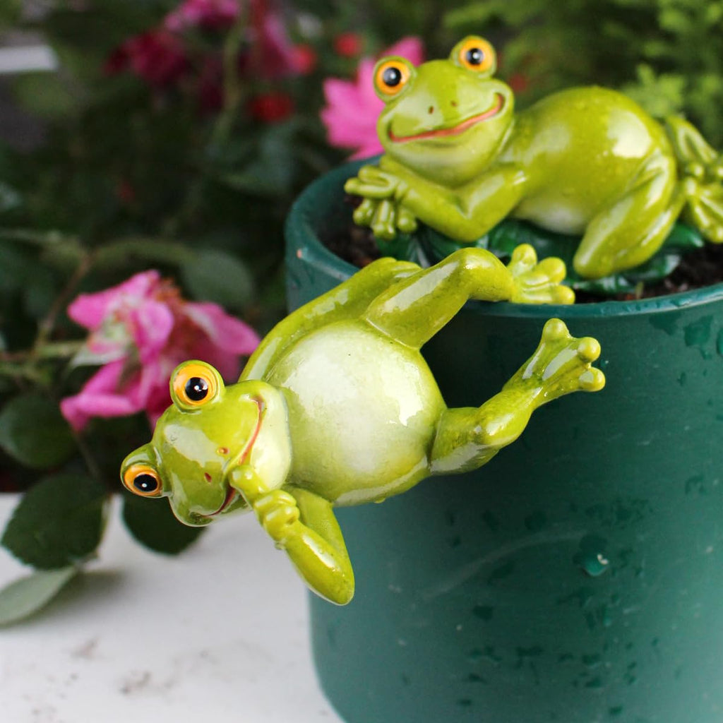 Set of 2 Cute Climbing Elephant Statues Flower Pot Hugger, Resin Hanging Animals Figurine Outdoor Planter Pot Decorations for Home Garden Patio Lawn Yard Ornaments