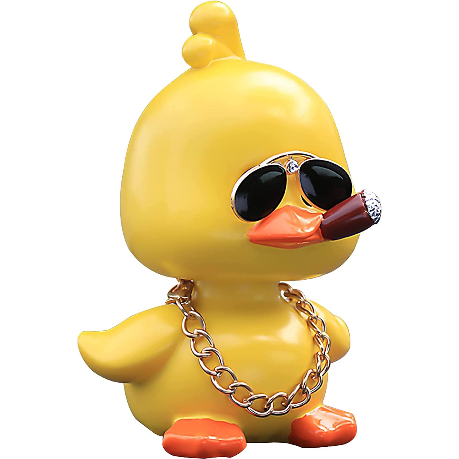 wonuu Cute Yellow Duck Car Ornaments Cool Duck Car Dashboard Decorations Shaking Head Doll